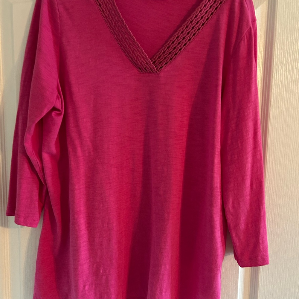 Belle by Kim Gravel Fuchsia V-Neck Blouse